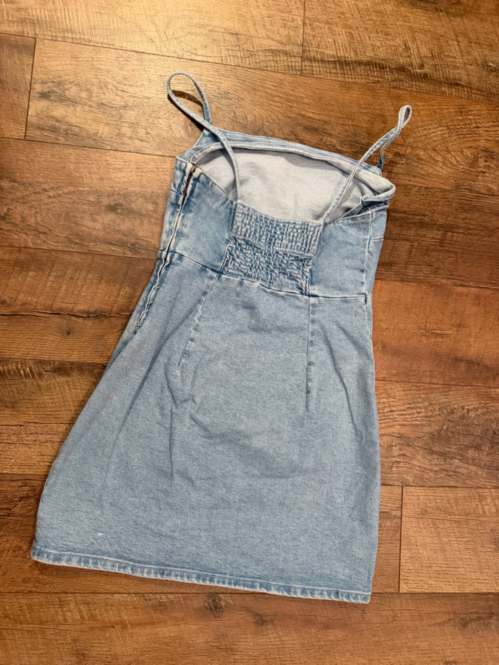 Zara Denim Mini Dress with Spaghetti Straps - Picture 6 of 7